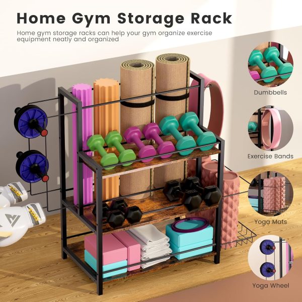 HOYRR Home Gym Storage, 3 Tier Home Gym Storage Rack, Weight Rack for Home - Image 6
