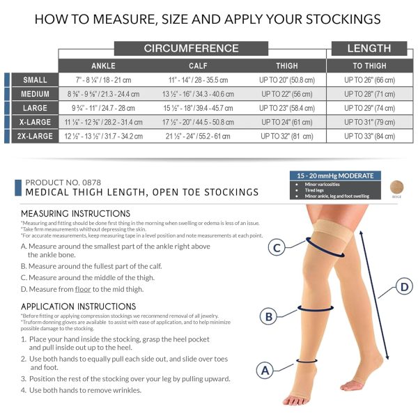 Truform 15-20 mmHg Compression Stockings for Men and Women, Thigh High - Image 2