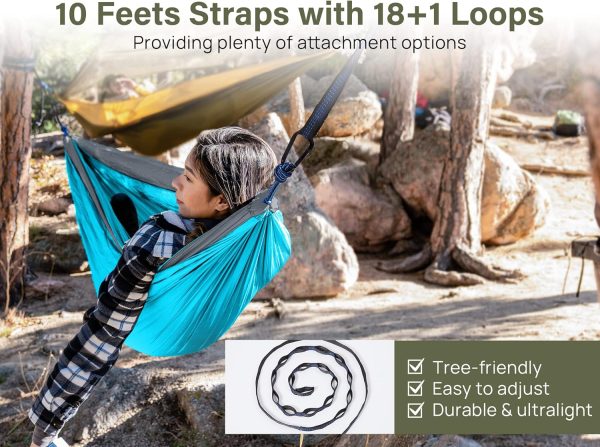 Kootek Camping Hammock, Camping Essentials, Lightweight Portable Double & - Image 3