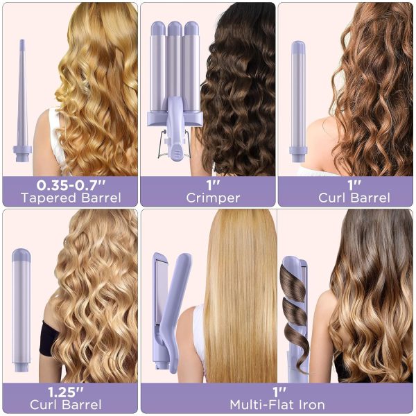 5 in 1 Wand Curling Iron-Curling Wand Set with Hair Straightener, 3 Barrels - Image 3