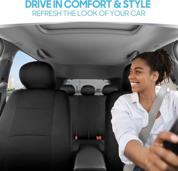 BDK PolyPro Seat Covers Full Set in Solid Black – Front and Rear Split - Image 2