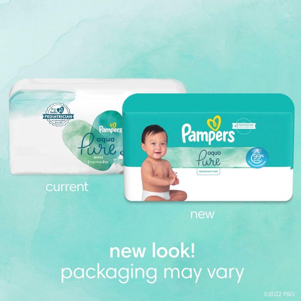 Pampers Aqua Pure Sensitive Baby Wipes, 99% Water, Hypoallergenic, - Image 9