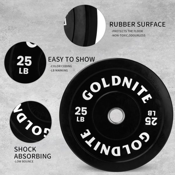 Weight Plates Set 10/15/25/35/45/55LB Rubber Olympic Bumper Plates with - Image 3