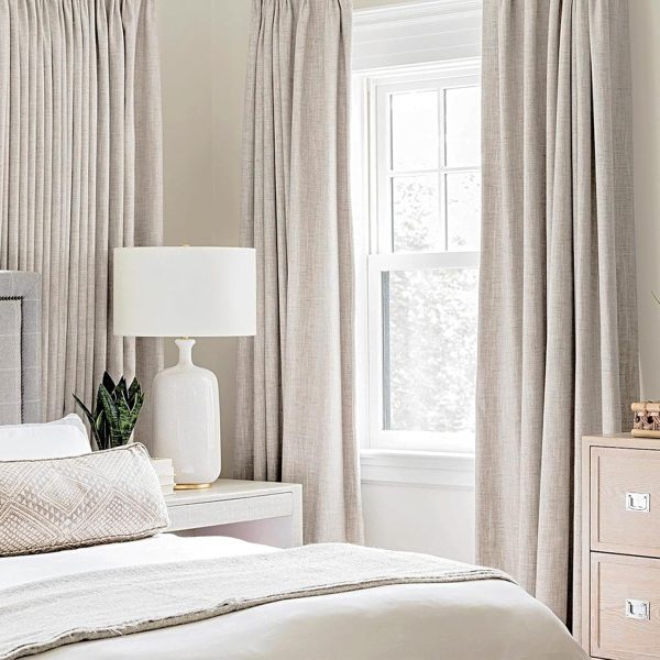 MIULEE 100% Blackout Linen Textured Curtains for Bedroom Solid Thermal - Image 2