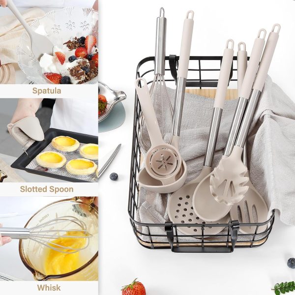 Kitchen Utensils Set, 28 Pcs Silicone Cooking Utensils Set with Holder, - Image 6
