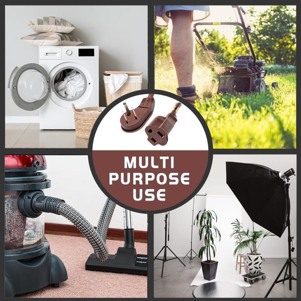 Flat Plug Indoor Extension Cord, UL Listed, 16 Gauge 6FT Brown 3 Prong - Image 6