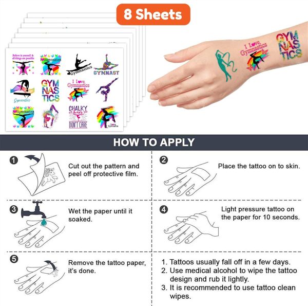 Gymnastic Temporary Tattoos Birthday Themed Party Supplies Decorations - Image 7