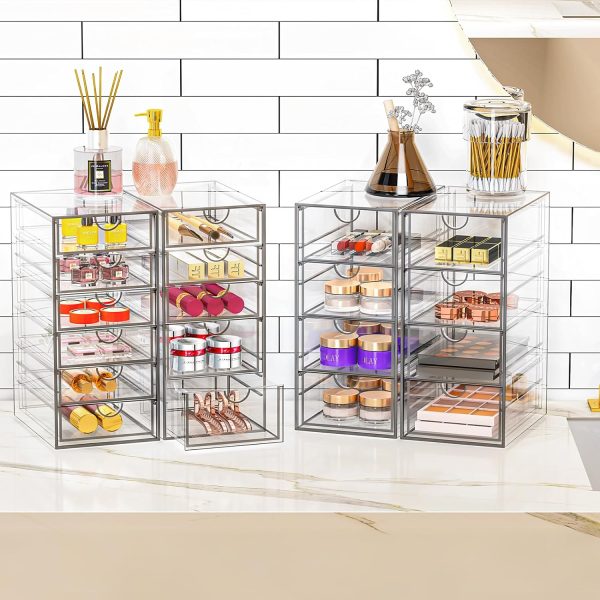 Acrylic Makeup Organizer with 31 Drawers, 6 Pack Clear Storage Drawers, - Image 3