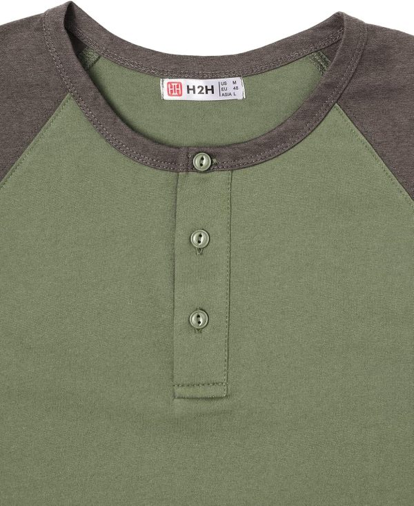 H2H Mens Henley - Raglan Short Sleeve Casual Slim Fit T-Shirts - Image 4