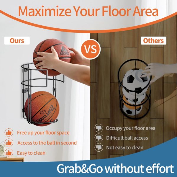 Vertical Ball Rack,Durable Standing Ball Holder Wall Mount, Ball Rack For - Image 3