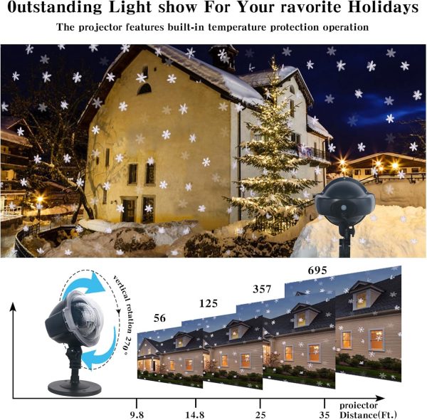Christmas Snowflake Outdoor Projector Light, Xmas Decorations Holiday - Image 4