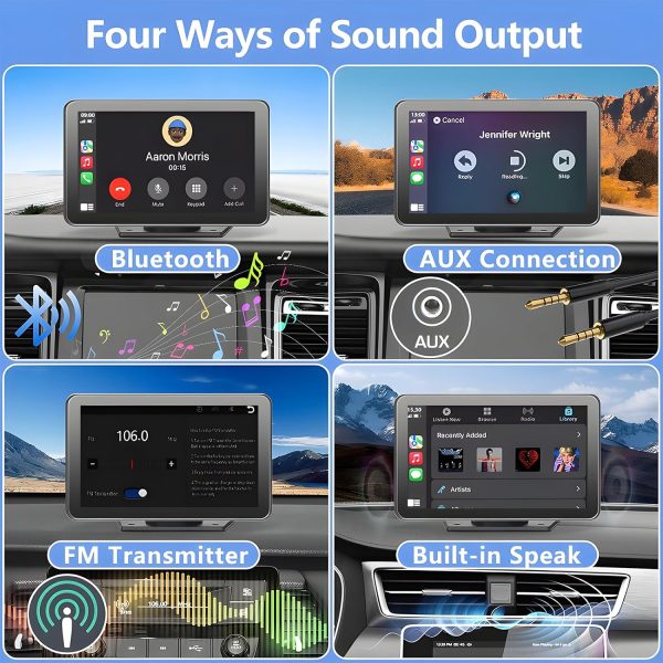 Portable Carplay Screen for Car, 7" Wireless Carplay & Android Auto with - Image 5