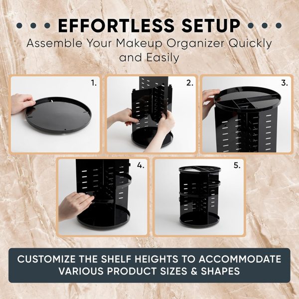 360 Rotating Makeup Organizer - Adjustable Shelf Height and Fully - Image 5