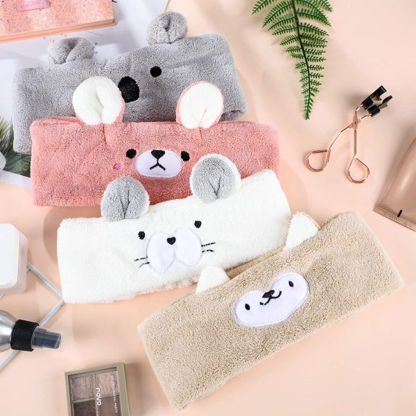 Chuangdi 4 Pieces Animal Hair Bands Face Wash Headband Spa Headband Animal - Image 6