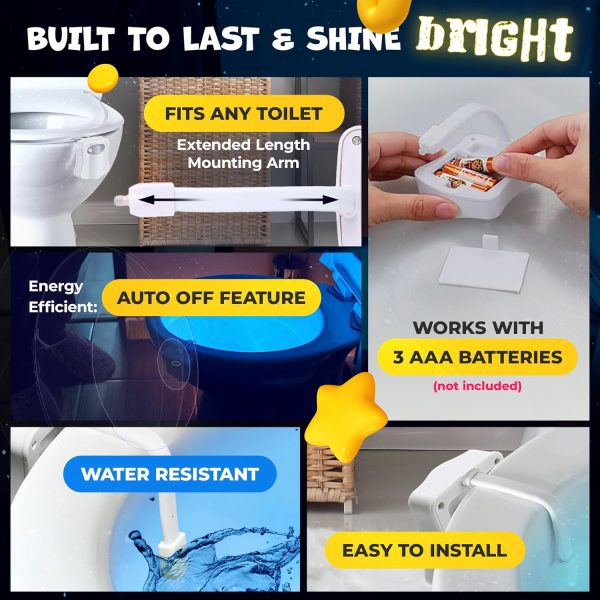 Toilet Bowl Night Light - Unique Cool Gadget with Motion Sensors & Multi - Image 5
