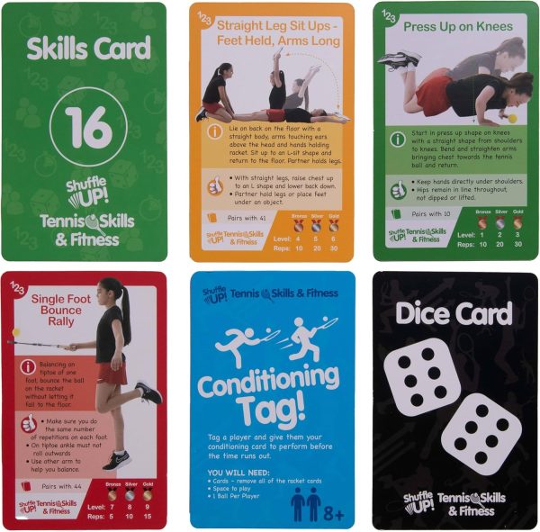 Shuffle Up Tennis Card Games - 70+ Fun & Active Skills Cards for Kids, - Image 2