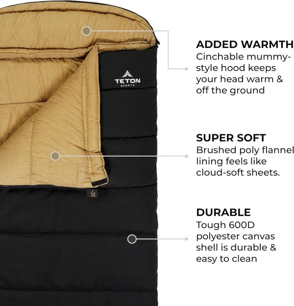 TETON Sports -35F and 0F Degree Sleeping Bag. Warm and Comfortable Camping - Image 4