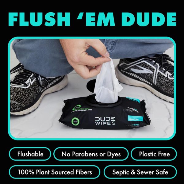 DUDE Wipes - Flushable Wipes - 6 Pack, 288 Wipes - Mint Chill Extra-Large - Image 3
