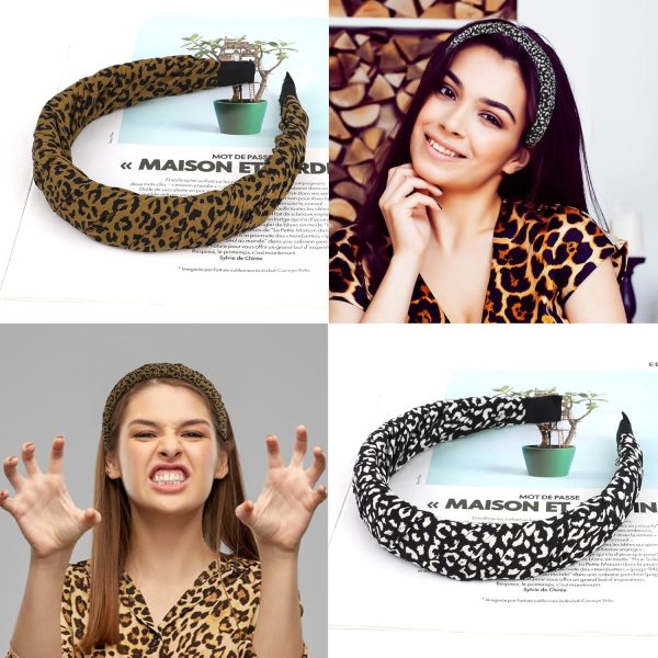 YARIEW 4 Pcs Leopard Print Headbands for Women Girls Wide Padded Headband - Image 5