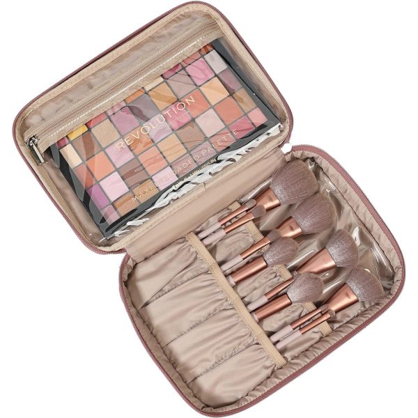 NISHEL Large Double Layer Travel Makeup Bag Women, Large Cosmetic Case, - Image 2