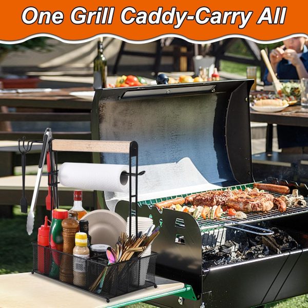 Grill Caddy, Picnic BBQ Organizer for Camping Outdoor Mesh Basket with 3 - Image 8