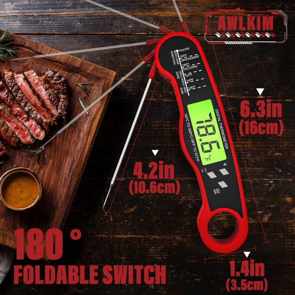 Digital Meat Thermometer for Cooking - Waterproof Kitchen Thermometer with - Image 3
