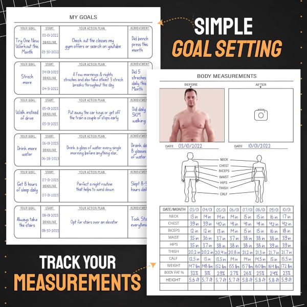Hardcover Fitness Journal Workout Planner for Men & Women - A5(5.7" x 8.3") - Image 4