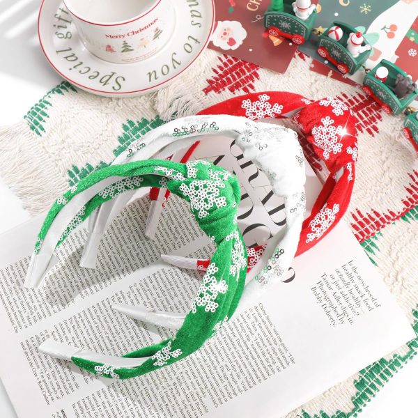 YanJie Christmas Headband for Women Girls Snowflake Xmas Knotted Headbands - Image 8