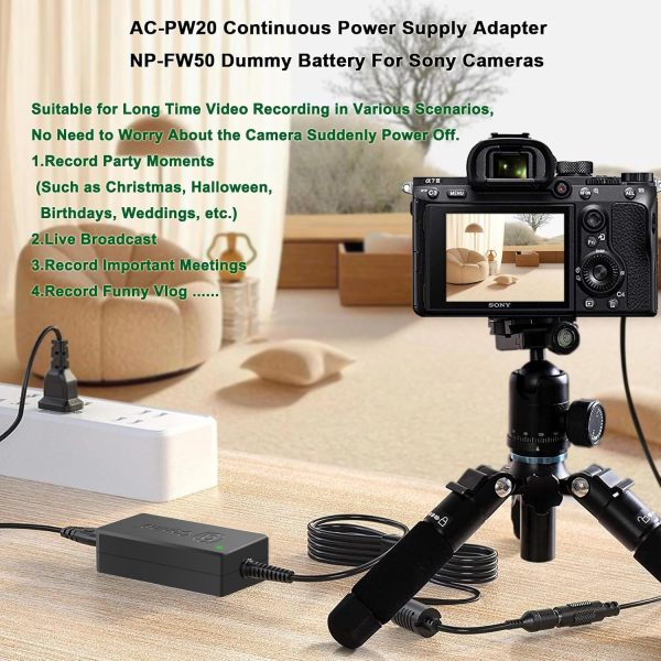 Gonine AC-PW20 Power Supply NP-FW50 ZV-E10 Dummy Battery ACPW20 Continuous - Image 4
