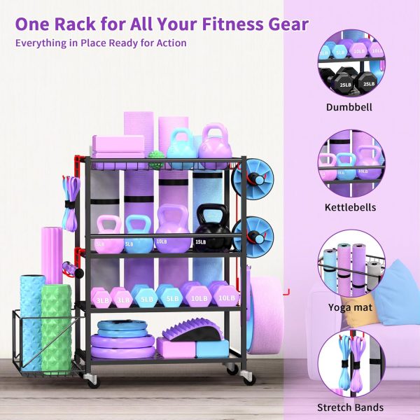 Dumbbell Rack, Weight Rack for Home Gym, 650LBS Metal Home Gym Storage with - Image 5