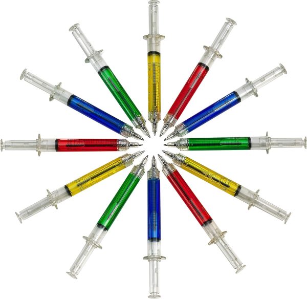 Bedwina Syringe Pens - (Bulk Pack of 24) Retractable Fun Multi Color - Image 4