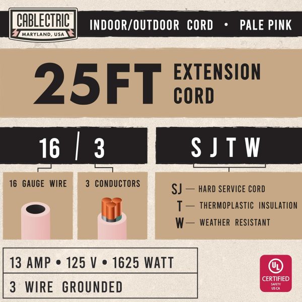 Outdoor Extension Cord 25 ft - 16 Gauge 13 Amp Heavy Duty Power Extension - Image 2