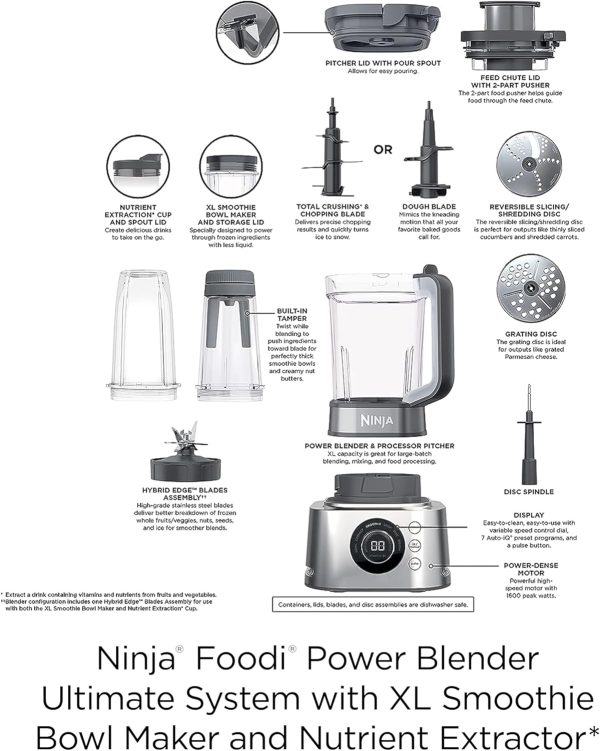 Ninja Blender and Food Processor Combo, Foodi Power Blenders For Kitchen - Image 12