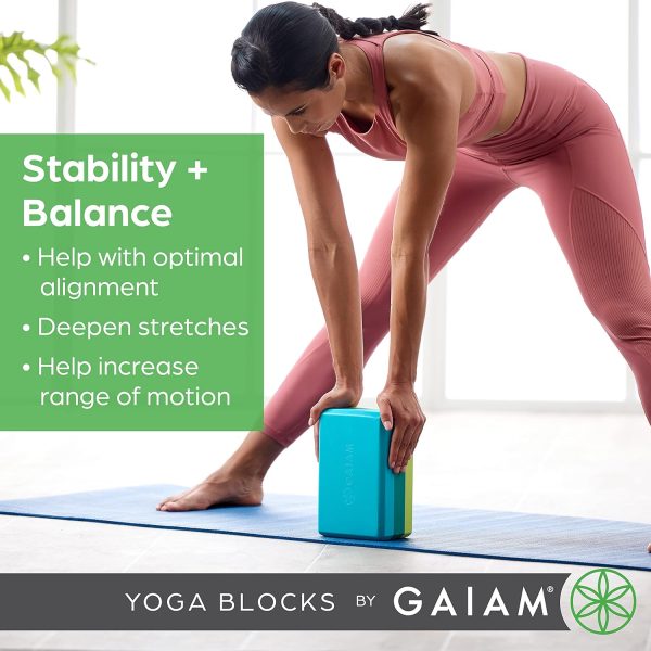 Gaiam Yoga Block - Supportive Latex-Free Eva Foam - Soft Non-Slip Surface - Image 2