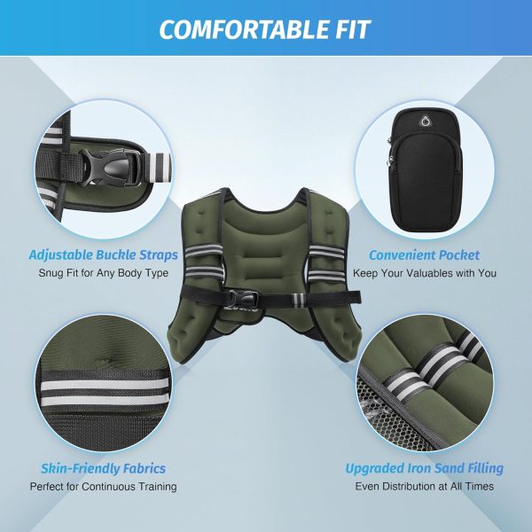 ZELUS Weighted Vest, 6lb/8lb/12lb/16lb/20lb/25lb/30lb Weight Vest with - Image 2