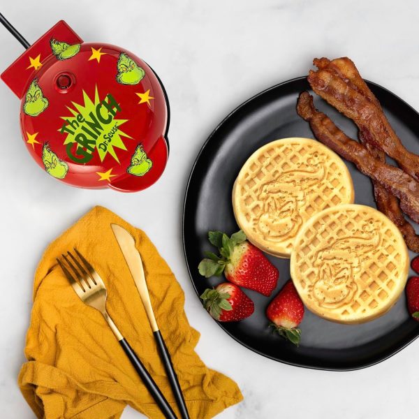 Uncanny Brands Dr. Seuss Grinch Mini Waffle Maker - Small Kitchen Appliance - Image 2