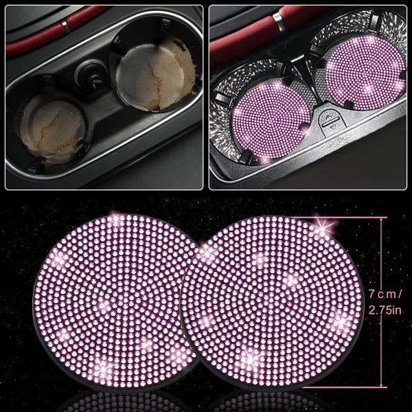 NBTEPEM 27 PCs Pink Bling Car Accessories Set for Women, Bling Steering - Image 7