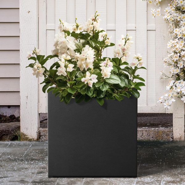 Kante 12 Inch Square Concrete Planter for Outdoor Indoor Home Patio Garden, - Image 3