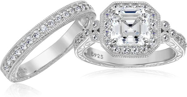 Amazon Essentials Platinum or Gold Plated Sterling Silver Antique Ring set - Image 5