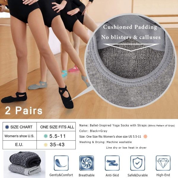 Ozaiic Yoga Socks for Women Non-Slip Grips & Straps, Ideal for Pilates, - Image 5