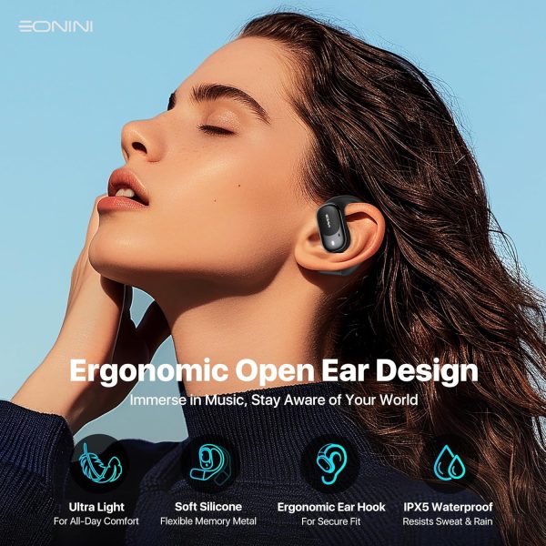 Open Ear Headphones Wireless Bluetooth 5.3 Earbuds, 40H Playtime with - Image 2