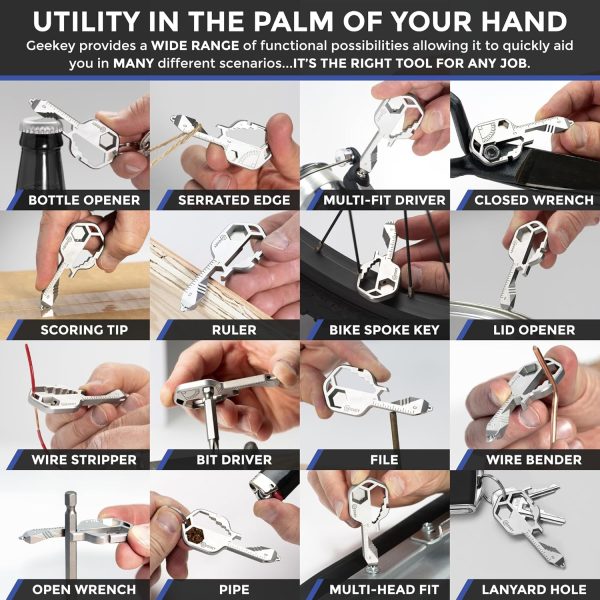 Geekey Multi-tool | Original Key Shaped Pocket Tool | Stainless Steel - Image 4