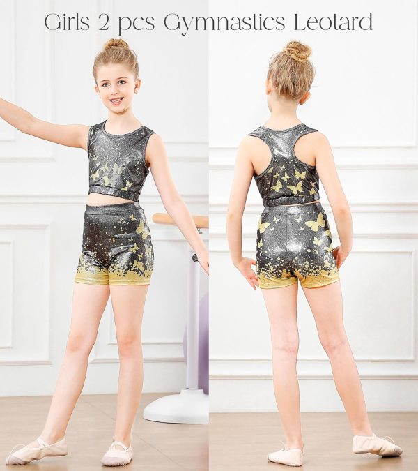 Vogseek 2 Pieces Gymnastics Leotards for Girls Sparkly Ballet Dance - Image 3