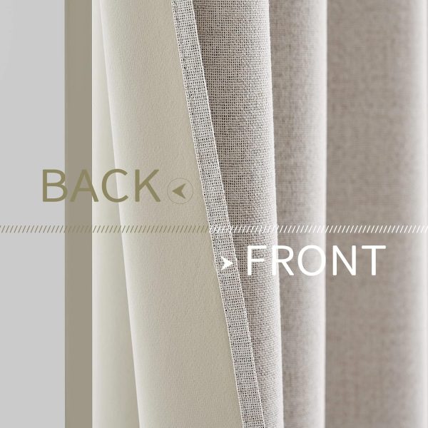 MIULEE 100% Blackout Linen Textured Curtains for Bedroom Solid Thermal - Image 6