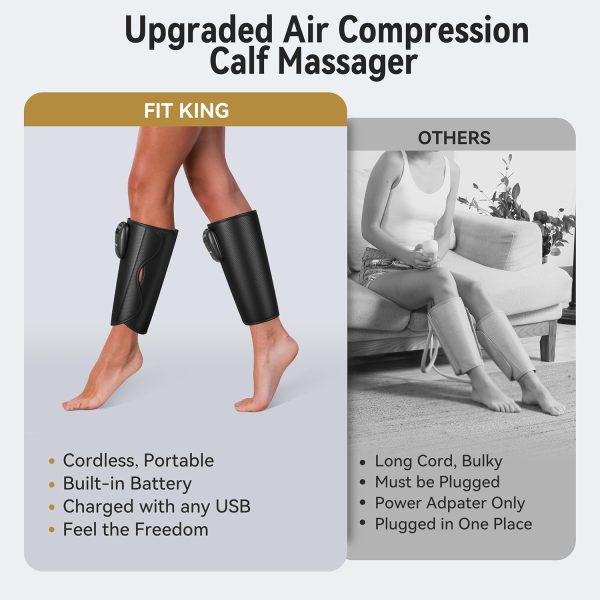 FIT KING Upgraded Cordless Calf Massager for Circulation, Rechargeable Leg - Image 2