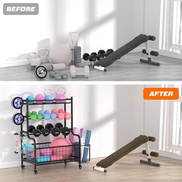 Yoga Mat Storage Rack, Home Gym Storage Rack for Dumbbells, Kettlebells, - Image 8