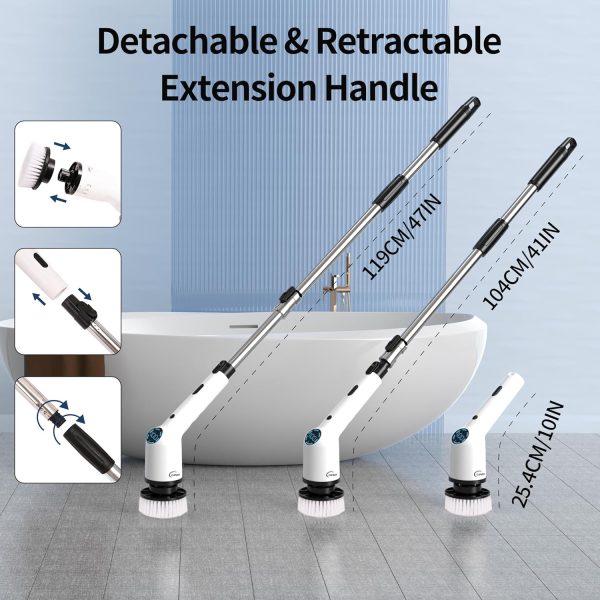 Electric Spin Scrubber, 9 in 1 Cordless Cleaning Brush with Type C USB - Image 4