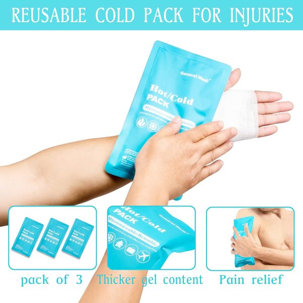General Medi Hot & Cold Reusable Gel Pack Compress Wrap - Pack of 3 - Great - Image 4