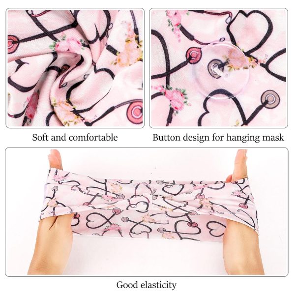DOCILA Heart Wide Heabdbands Women With Button Badge Elastic Nurse Head - Image 6