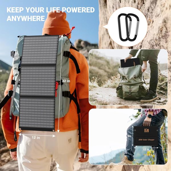 30W Portable Solar Charger, Foldable Solar Panel Charger with 18V MC4 Port, - Image 7